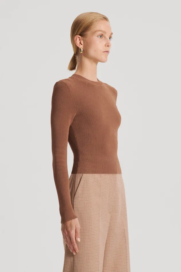 Knitwear Scanlan Theodore Women CREPE KNIT CREW NECK SWEATER SPICE Knitwear Scanlan Theodore Women CREPE KNIT CREW NECK SWEATER SPICE