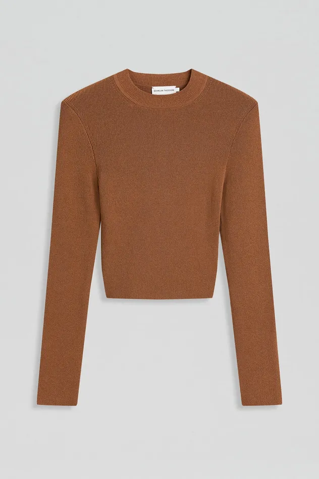 Knitwear Scanlan Theodore Women CREPE KNIT CREW NECK SWEATER SPICE Knitwear Scanlan Theodore Women CREPE KNIT CREW NECK SWEATER SPICE