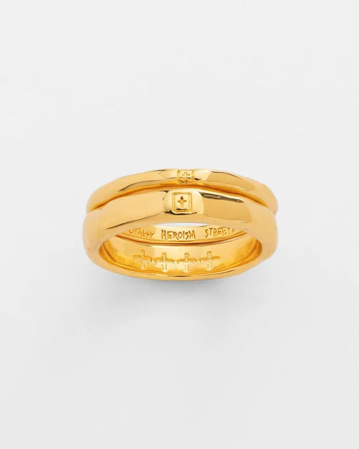 Ksubi 18k Dripps Box Cross Ring Set WomensMens Jewelry