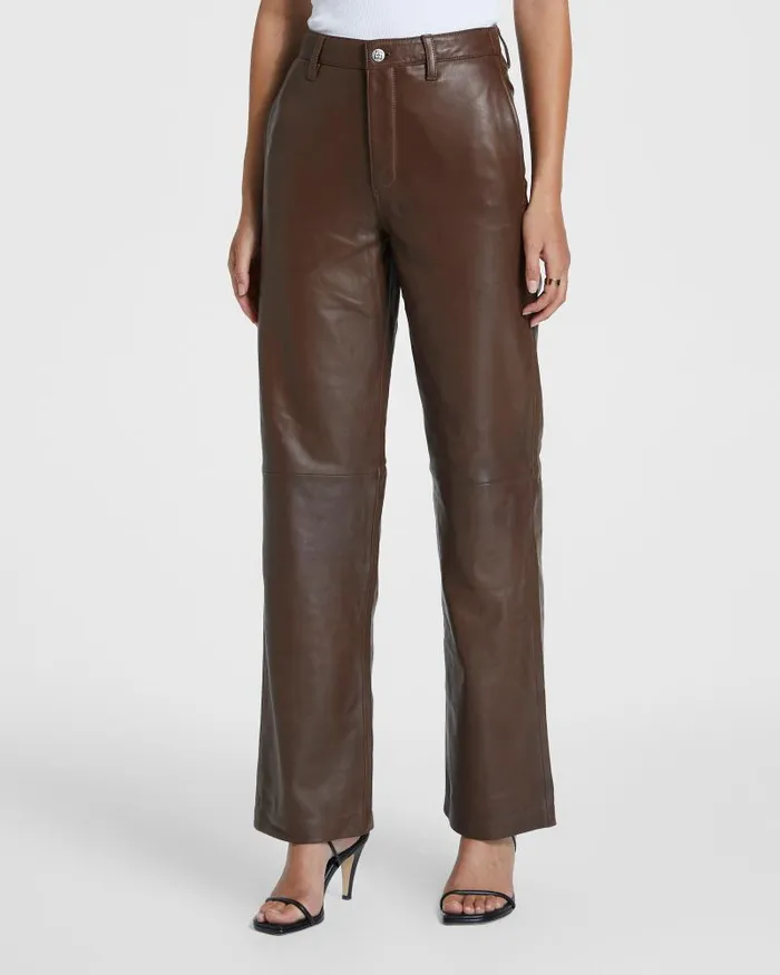 Ksubi Crossin Leather Trouser Choc Womens Pants