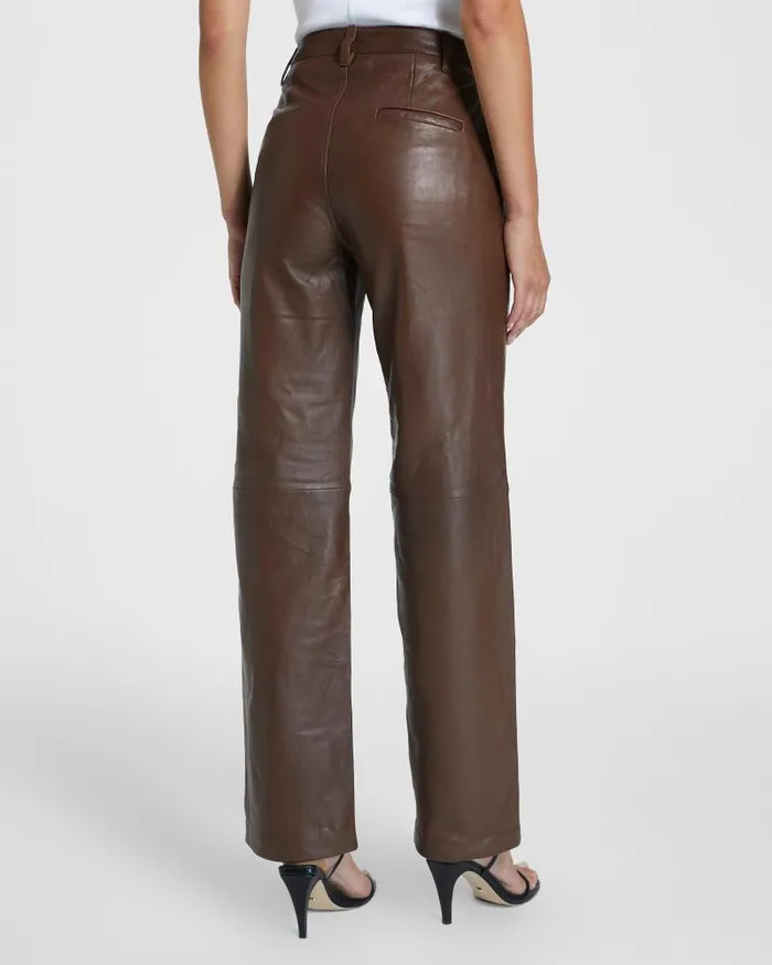 Ksubi Crossin Leather Trouser Choc Womens Pants