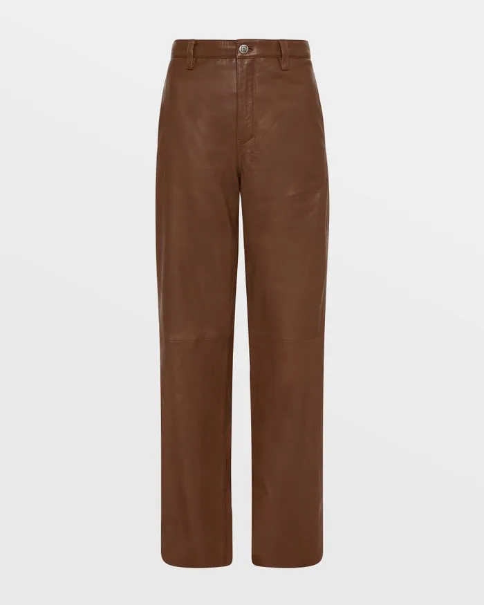 Ksubi Crossin Leather Trouser Choc Womens Pants