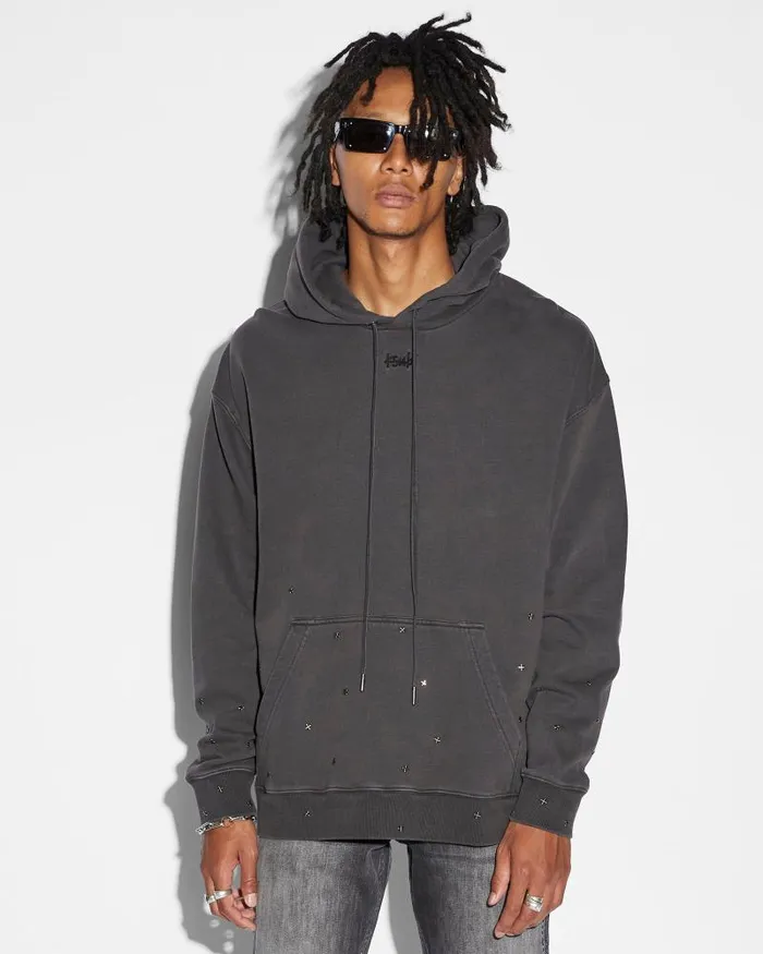 Ksubi Jupiter Slash Biggie Hoodie Faded Black Mens Hoodies and Sweatshirts