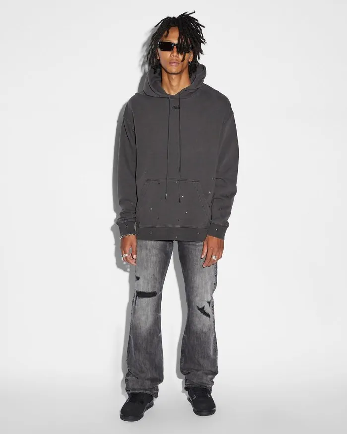 Ksubi Jupiter Slash Biggie Hoodie Faded Black Mens Hoodies and Sweatshirts