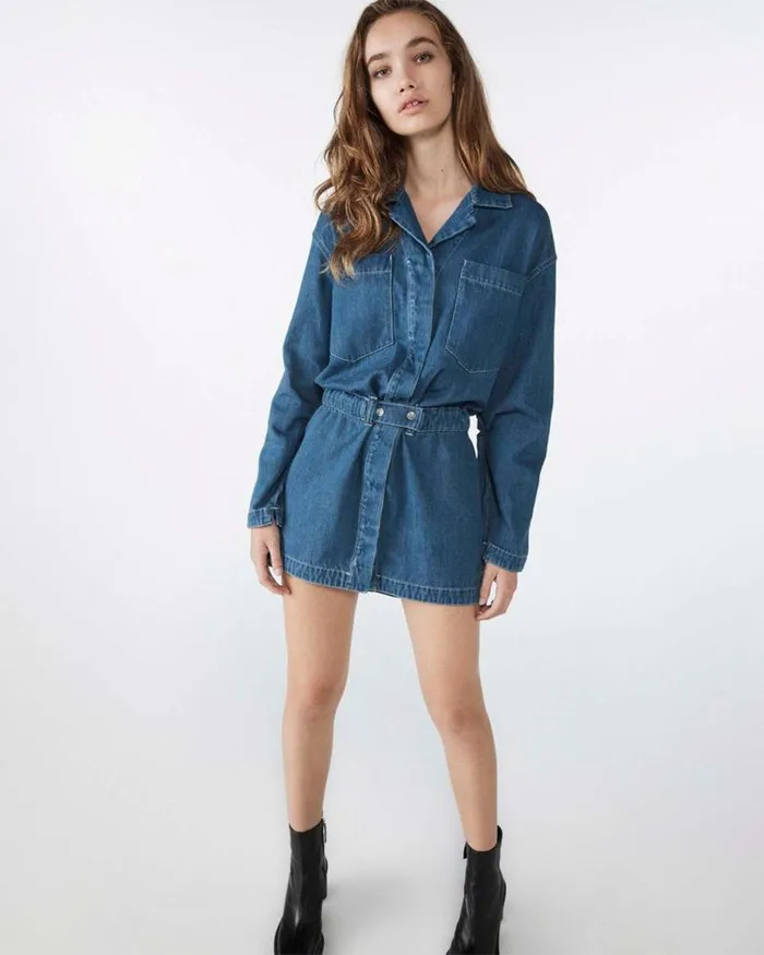 Ksubi Manifesto Shirtdress Steel Blue Womens Dresses