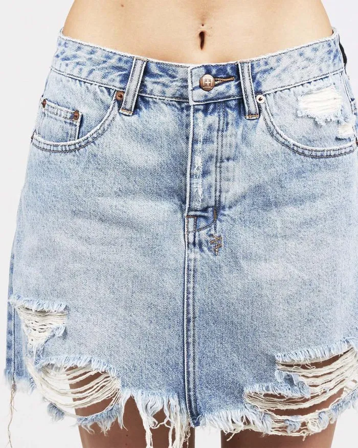 Ksubi Mini Moss Skirt Broken Blue Womens Denim Skirts