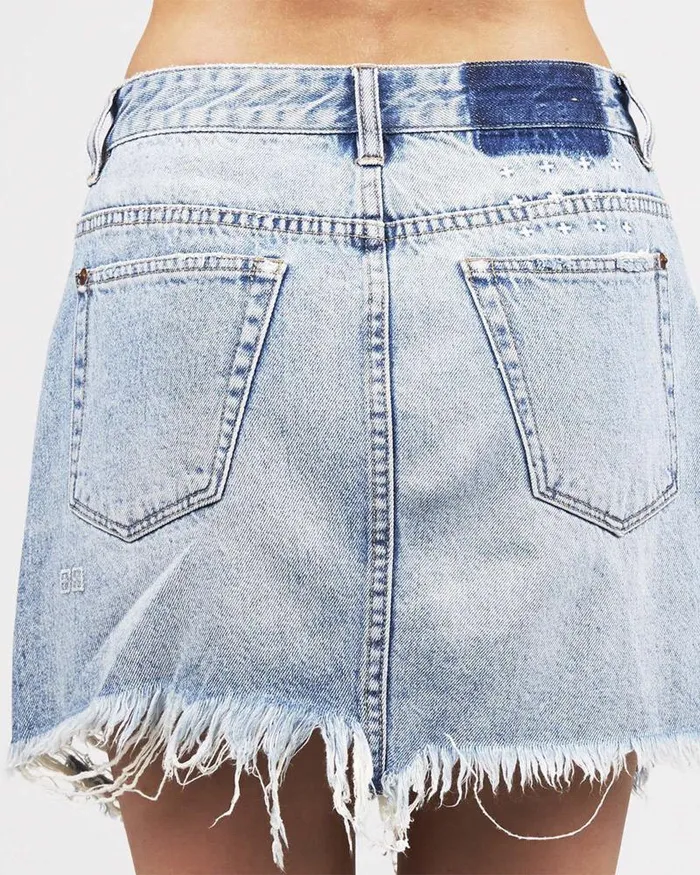 Ksubi Mini Moss Skirt Broken Blue Womens Denim Skirts
