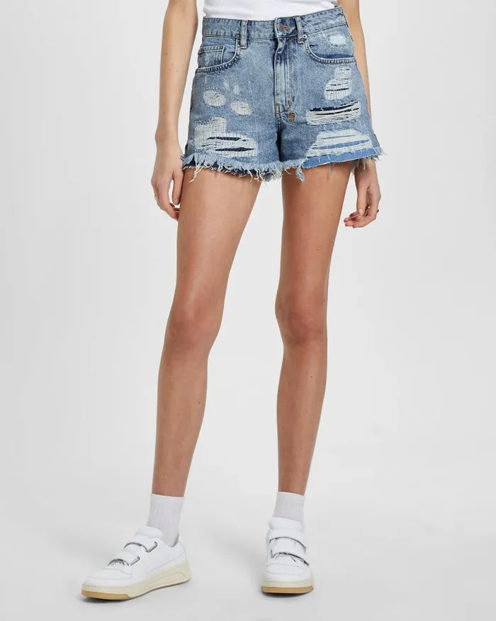 Ksubi Rise N Hi Misfit Trashed Womens Denim Shorts