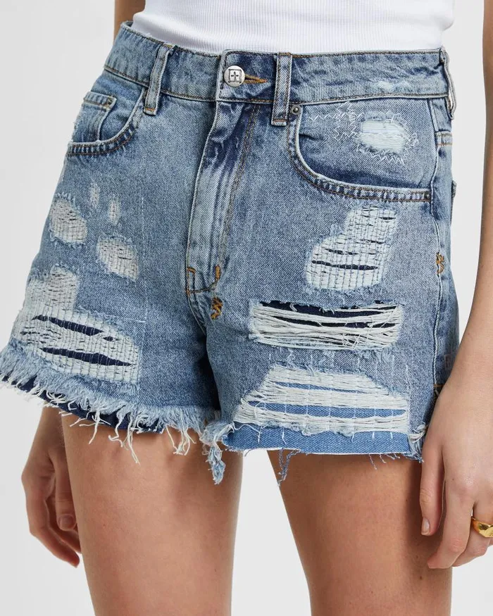 Ksubi Rise N Hi Misfit Trashed Womens Denim Shorts