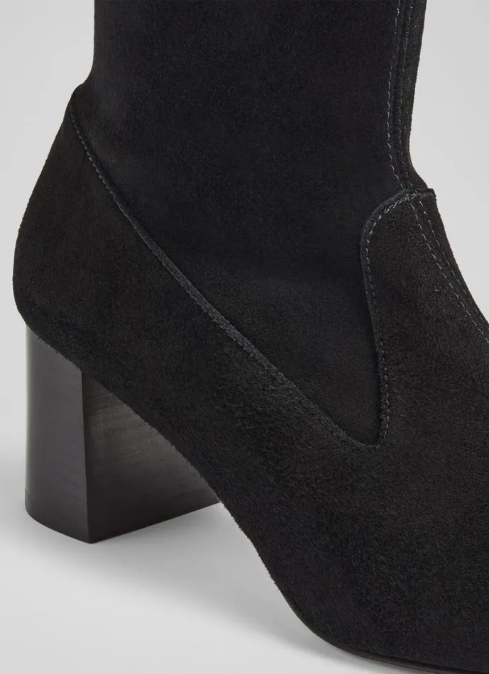 LKBennett Boots Women Davina Black Stretch Suede KneeHigh Boots LKBennett Boots Women Davina Black Stretch Suede KneeHigh Boots