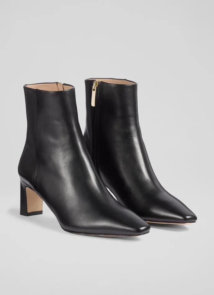 LKBennett Boots Women Margaux Black Blunt Toe Boot LKBennett Boots Women Margaux Black Blunt Toe Boot