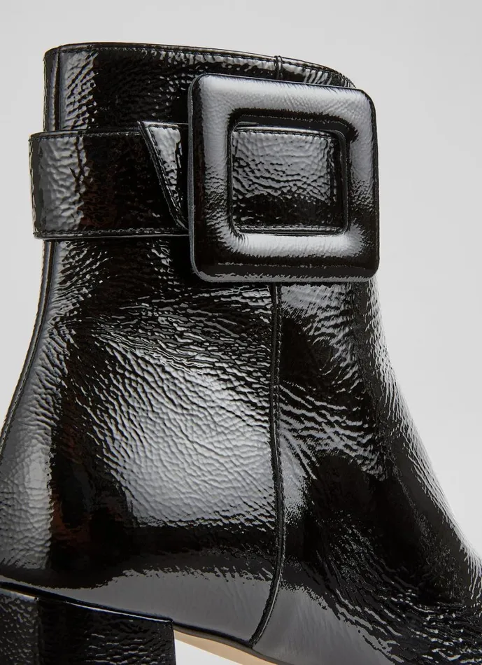 LKBennett Boots Women Wilde Black Covered Buckle Ankle Boot
