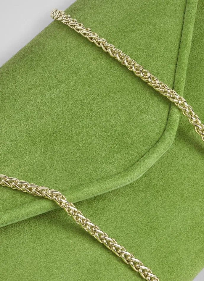 LKBennett Clutch Bags Women Dominica Apple Green Suede Clutch Bag