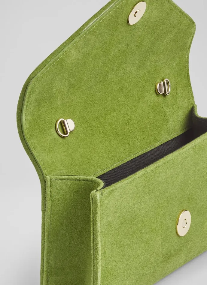 LKBennett Clutch Bags Women Dominica Apple Green Suede Clutch Bag