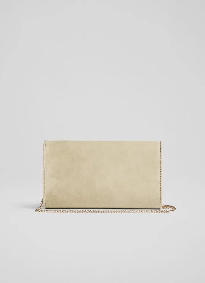 LKBennett Clutch Bags Women Dominica Beige Suede Clutch Bag LKBennett Clutch Bags Women Dominica Beige Suede Clutch Bag