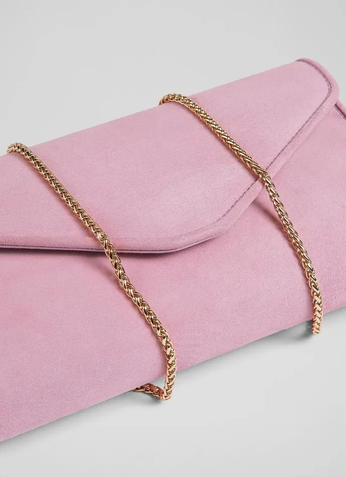 LKBennett Clutch Bags Women Dominica Lilac Suede Clutch Bag LKBennett Clutch Bags Women Dominica Lilac Suede Clutch Bag