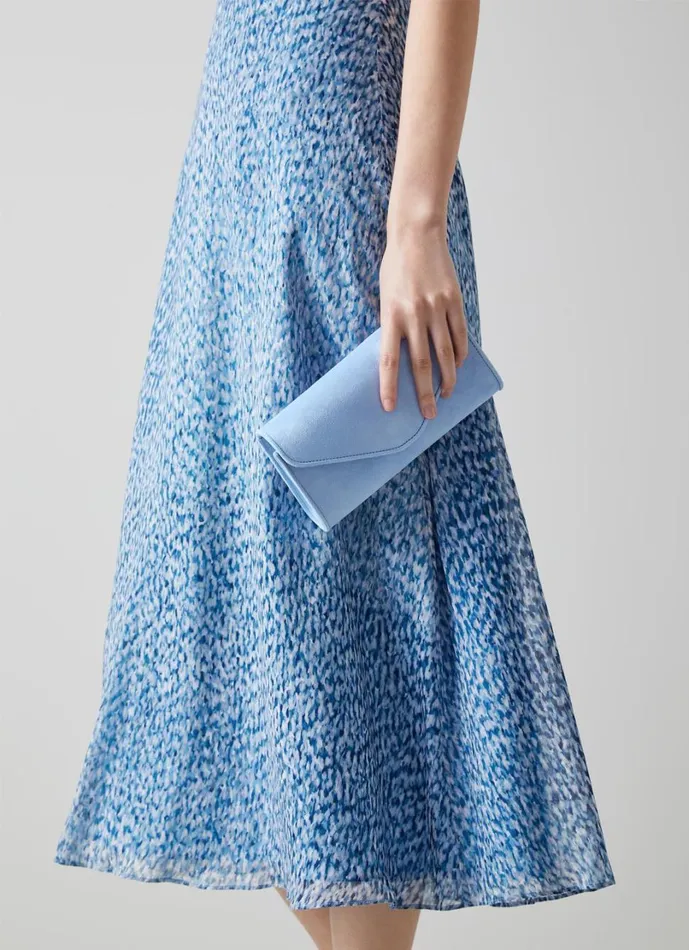 LKBennett Clutch Bags Women Dominica Pale Blue Suede Clutch Bag LKBennett Clutch Bags Women Dominica Pale Blue Suede Clutch Bag