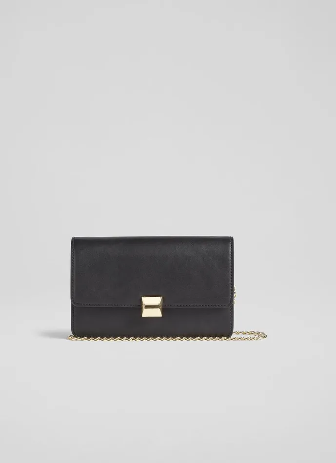 LKBennett Clutch Bags Women Otto Black Vegan Leather Shoulder Bag