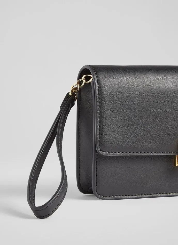 LKBennett Clutch Bags Women Otto Black Vegan Leather Shoulder Bag