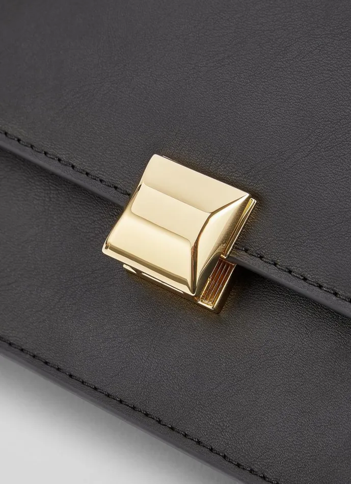 LKBennett Clutch Bags Women Otto Black Vegan Leather Shoulder Bag