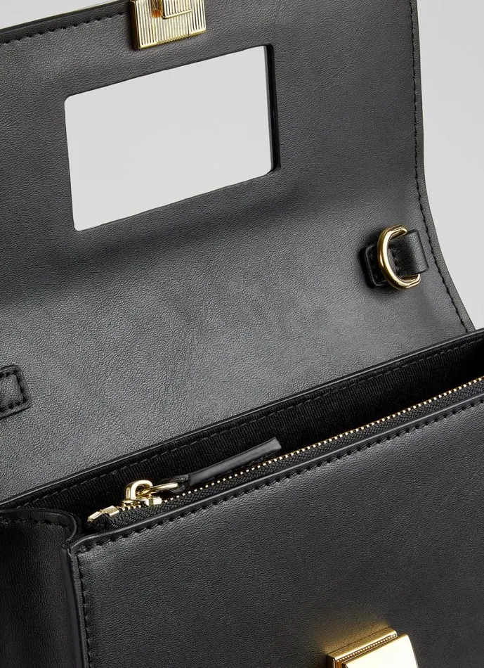 LKBennett Clutch Bags Women Otto Black Vegan Leather Shoulder Bag