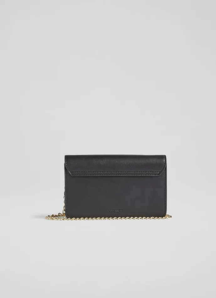 LKBennett Clutch Bags Women Otto Black Vegan Leather Shoulder Bag