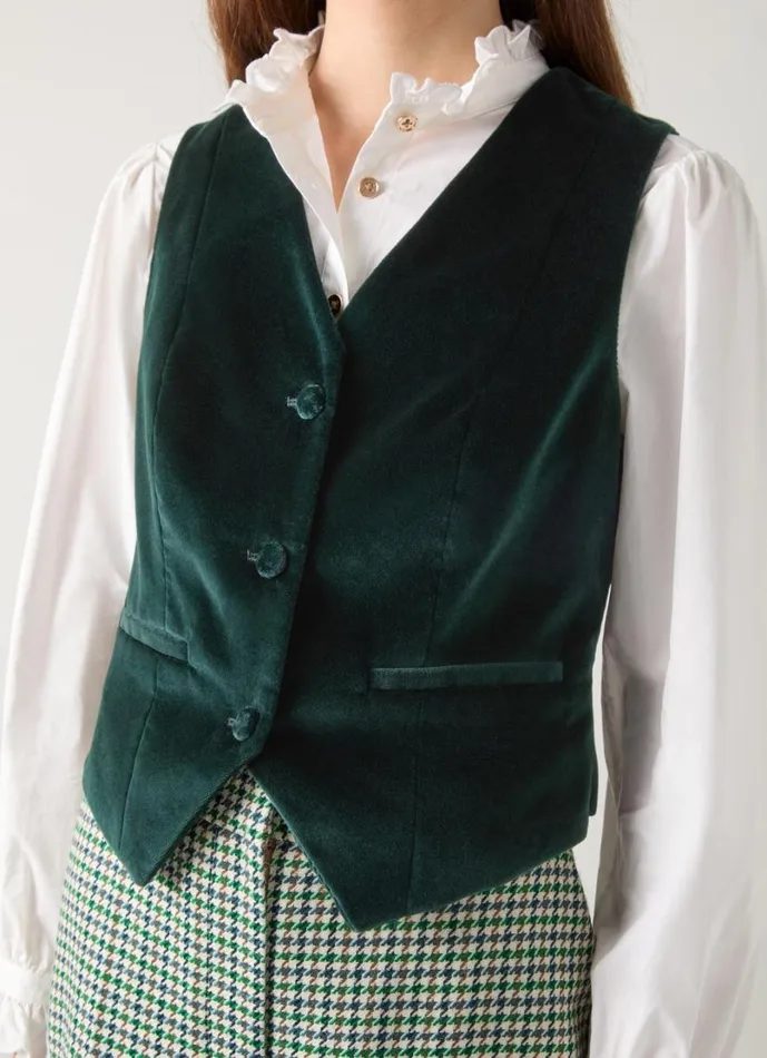 LKBennett Coats and Jackets Women Ami Green Velvet Waistcoat LKBennett Coats and Jackets Women Ami Green Velvet Waistcoat