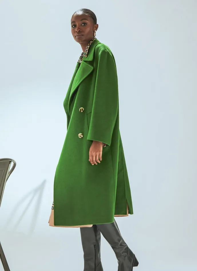 LKBennett Coats and Jackets Women Amor Green Double Breasted Wool Coat LKBennett Coats and Jackets Women Amor Green Double Breasted Wool Coat