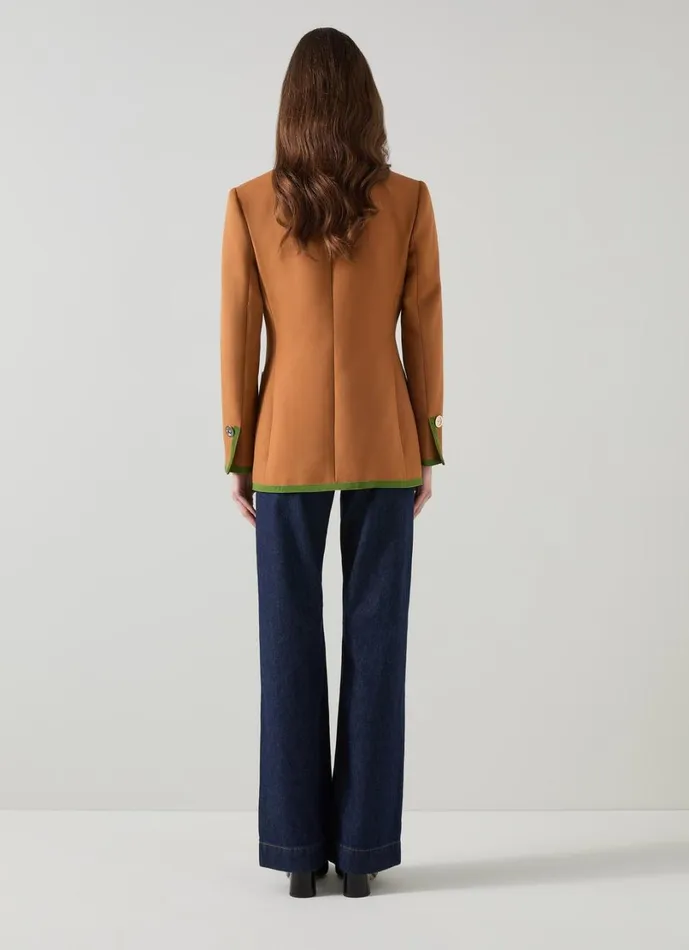 LKBennett Coats and Jackets Women Cordelia Brown Grosgrain Edged LENZING ECOVERO Viscose Blazer
