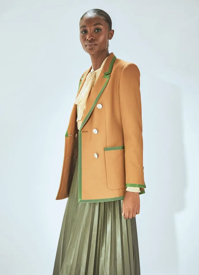 LKBennett Coats and Jackets Women Cordelia Brown Grosgrain Edged LENZING ECOVERO Viscose Blazer