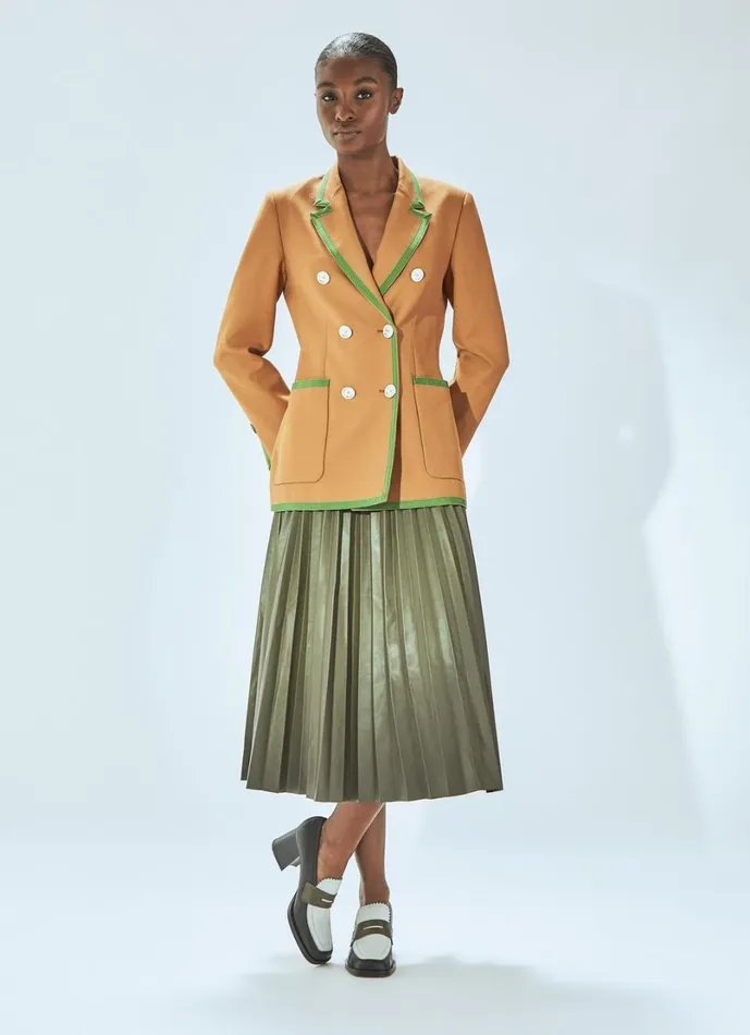 LKBennett Coats and Jackets Women Cordelia Brown Grosgrain Edged LENZING ECOVERO Viscose Blazer