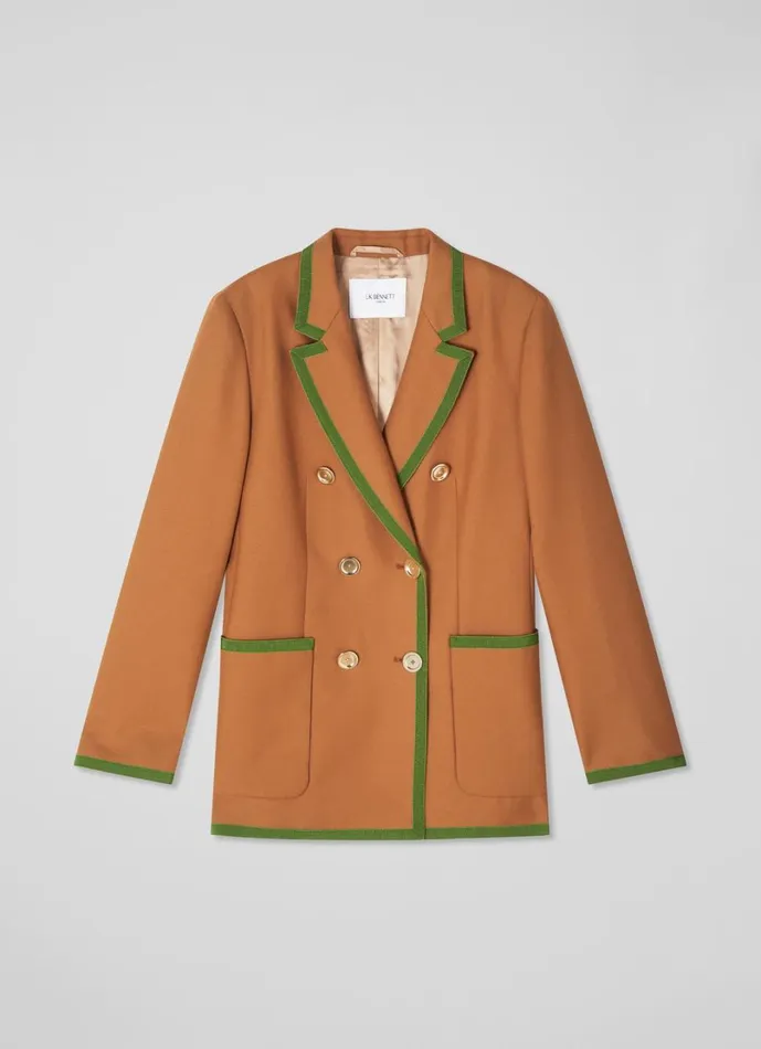 LKBennett Coats and Jackets Women Cordelia Brown Grosgrain Edged LENZING ECOVERO Viscose Blazer