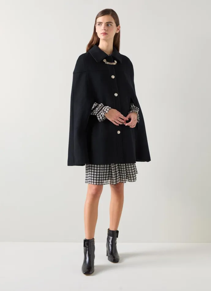 LKBennett Coats and Jackets Women Mia Gold Chain Cape LKBennett Coats and Jackets Women Mia Gold Chain Cape