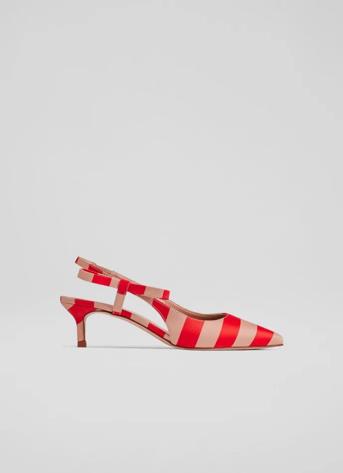 LKBennett Court Shoes Women Barette Red Pink Side Bow Kitten Heels