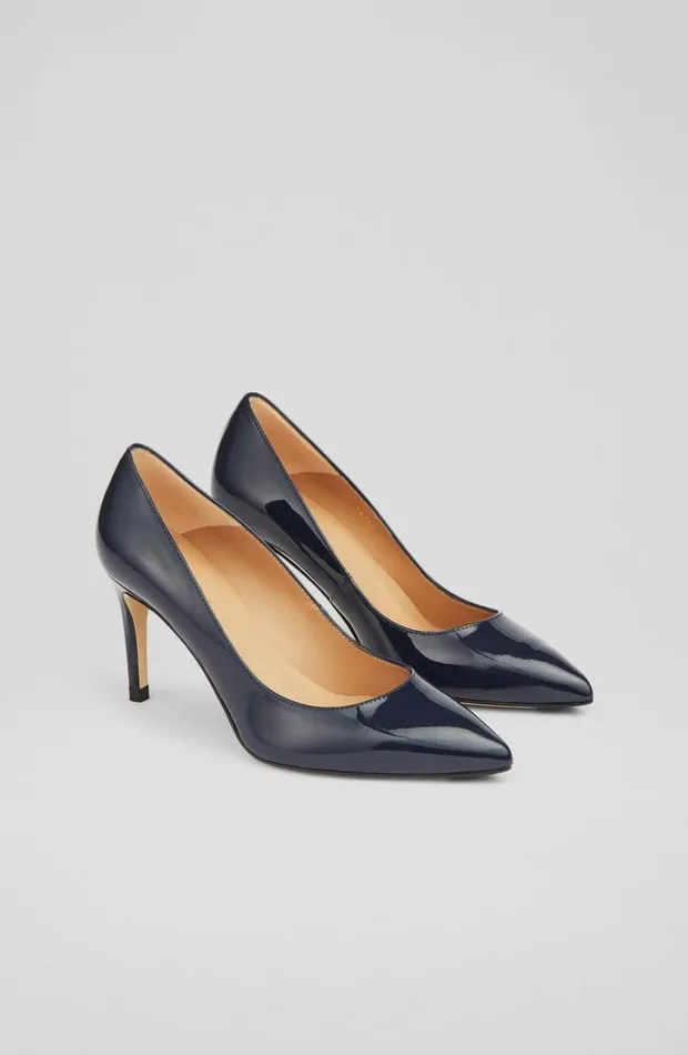 LKBennett Court Shoes Women Floret Navy Patent Leather Pointed Toe Courts