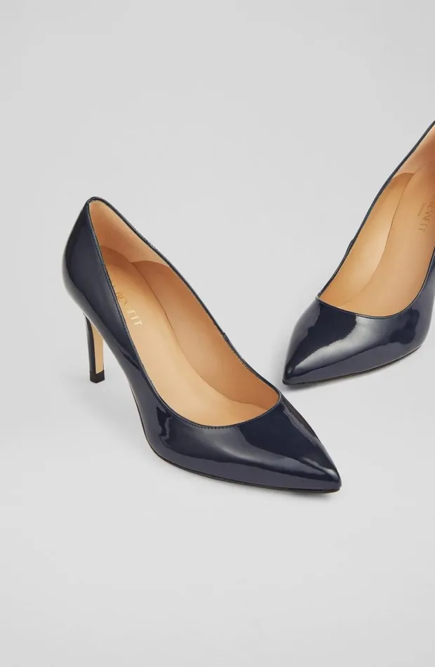 LKBennett Court Shoes Women Floret Navy Patent Leather Pointed Toe Courts