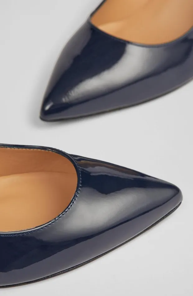 LKBennett Court Shoes Women Floret Navy Patent Leather Pointed Toe Courts