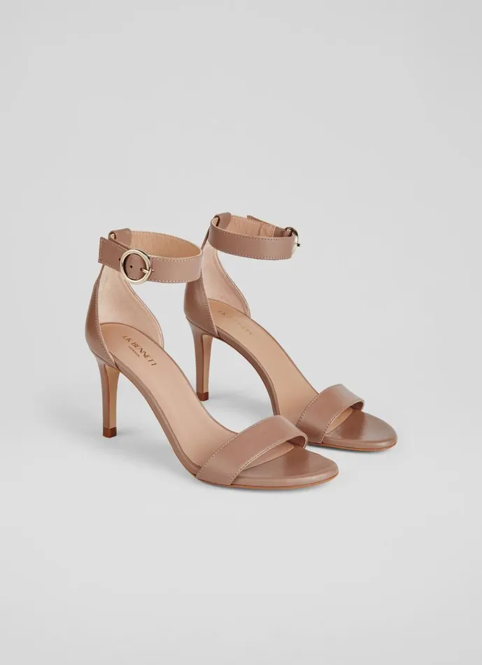 LKBennett Court Shoes Women Ivy Nude 3 Leather Single Strap Sandals