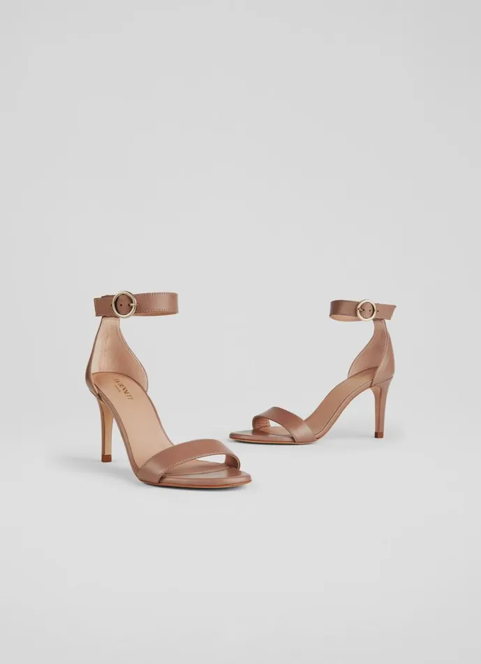LKBennett Court Shoes Women Ivy Nude 3 Leather Single Strap Sandals