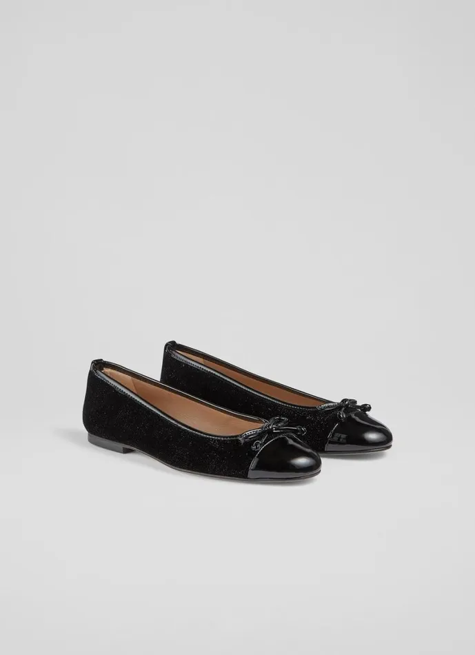 LKBennett Flats Women Kara Black Bow Ballerina Flat LKBennett Flats Women Kara Black Bow Ballerina Flat