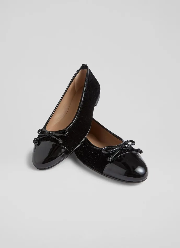LKBennett Flats Women Kara Black Bow Ballerina Flat LKBennett Flats Women Kara Black Bow Ballerina Flat