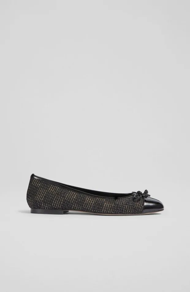 LKBennett Flats Women Kara Black Tweed Ballet Pumps