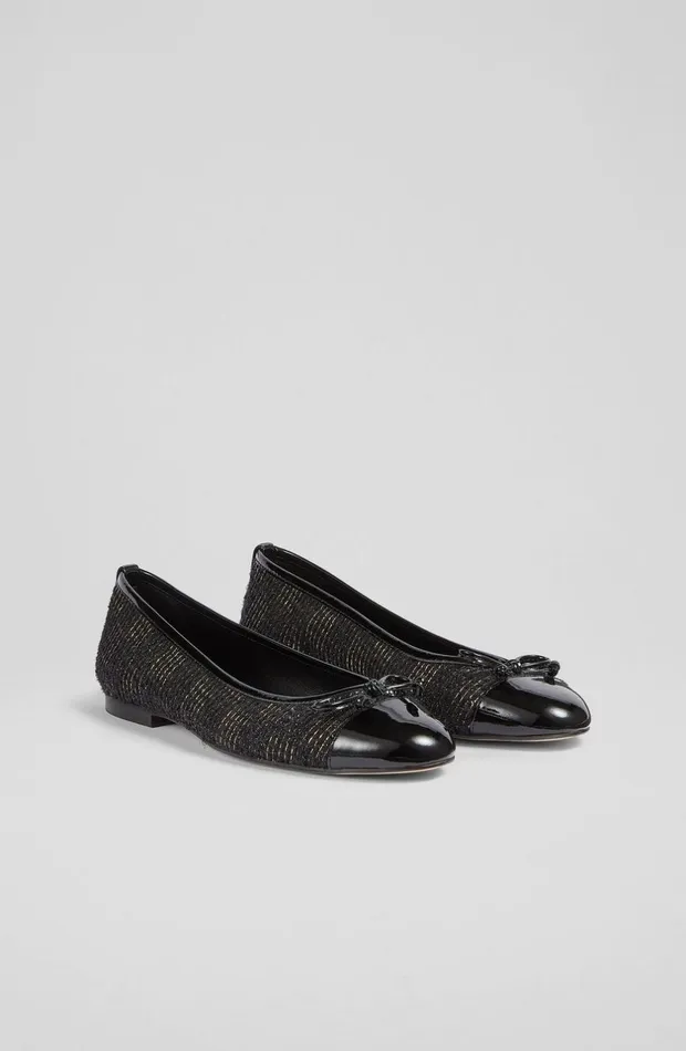 LKBennett Flats Women Kara Black Tweed Ballet Pumps LKBennett Flats Women Kara Black Tweed Ballet Pumps