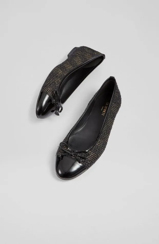 LKBennett Flats Women Kara Black Tweed Ballet Pumps LKBennett Flats Women Kara Black Tweed Ballet Pumps