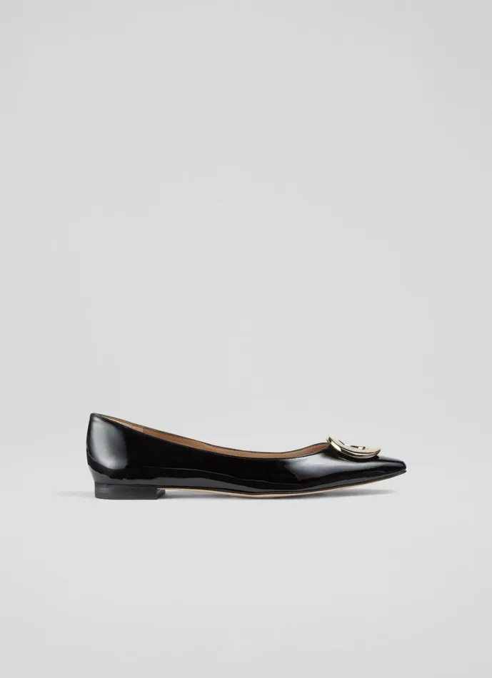 LKBennett Flats Women Lisette Black O Trim Pointed Flats