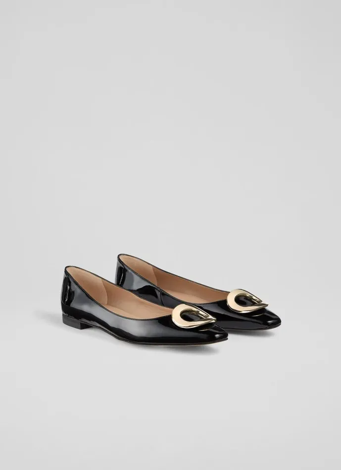 LKBennett Flats Women Lisette Black O Trim Pointed Flats
