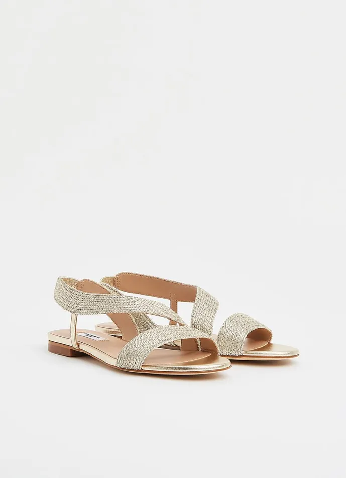 LKBennett Flats Women Rachel Gold Rope Flat Sandals LKBennett Flats Women Rachel Gold Rope Flat Sandals