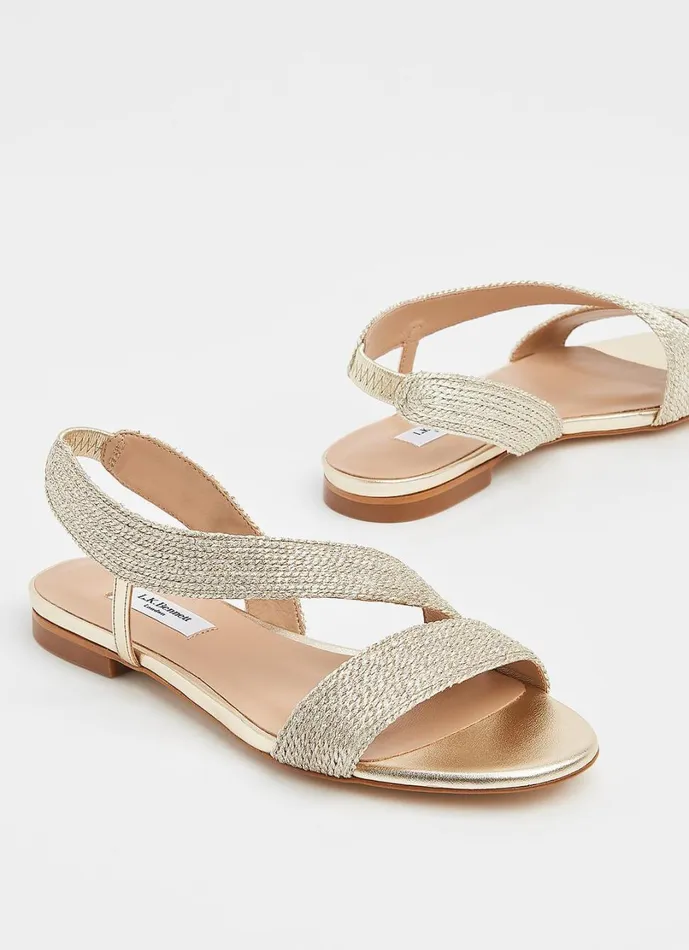LKBennett Flats Women Rachel Gold Rope Flat Sandals LKBennett Flats Women Rachel Gold Rope Flat Sandals