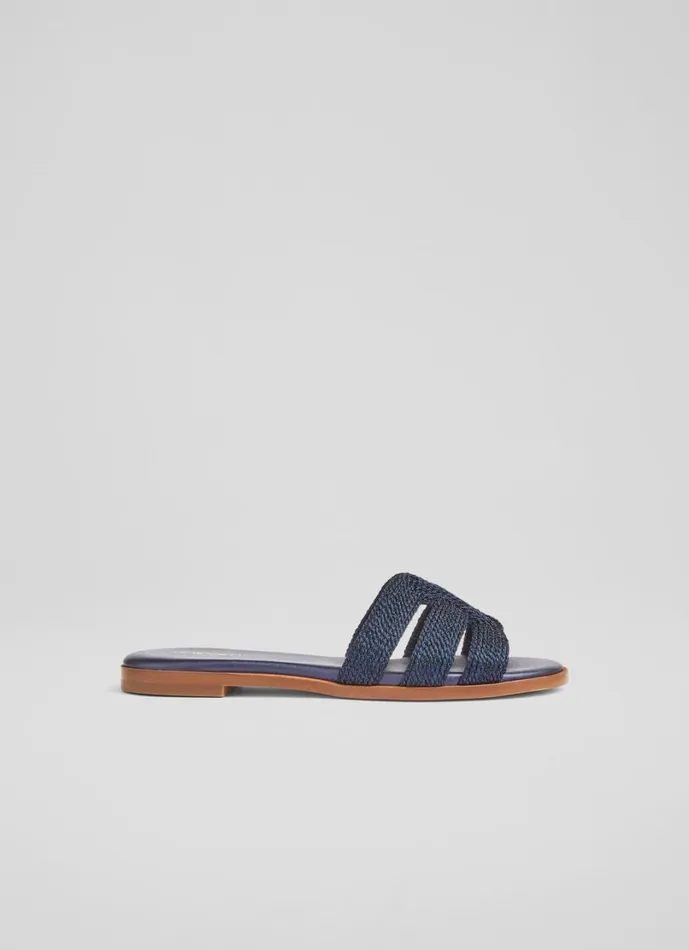 LKBennett Flats Women Riley Navy Metallic Rope Flat Mules