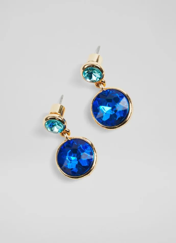 LKBennett Jewellery Women Lulu Blue Round Crystal Drop Earrings LKBennett Jewellery Women Lulu Blue Round Crystal Drop Earrings